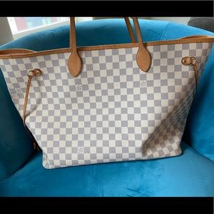 LOUIS VUITTON NEVERFULL GM Damier Azur w/ Clutch